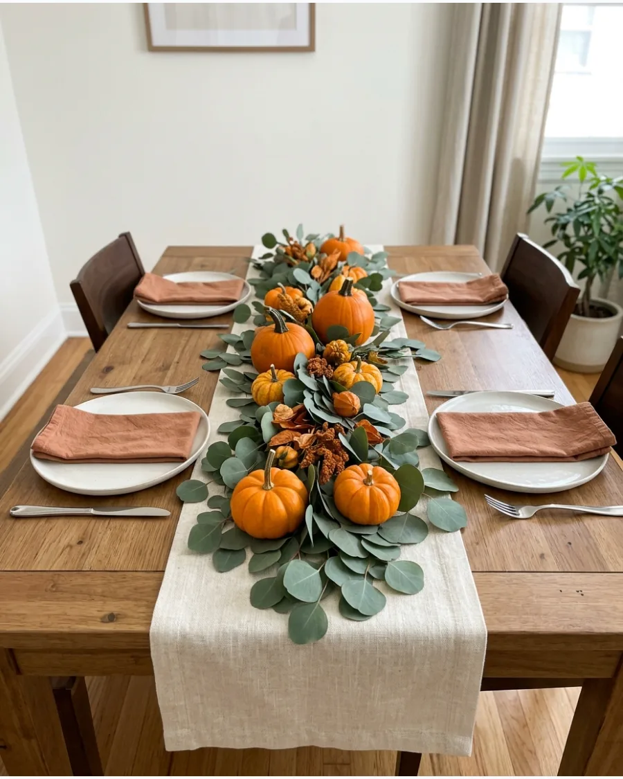 12. Layered Pumpkin and Eucalyptus Runner