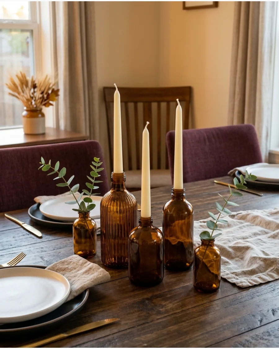 22. Amber Glass Candle Table Decoration
