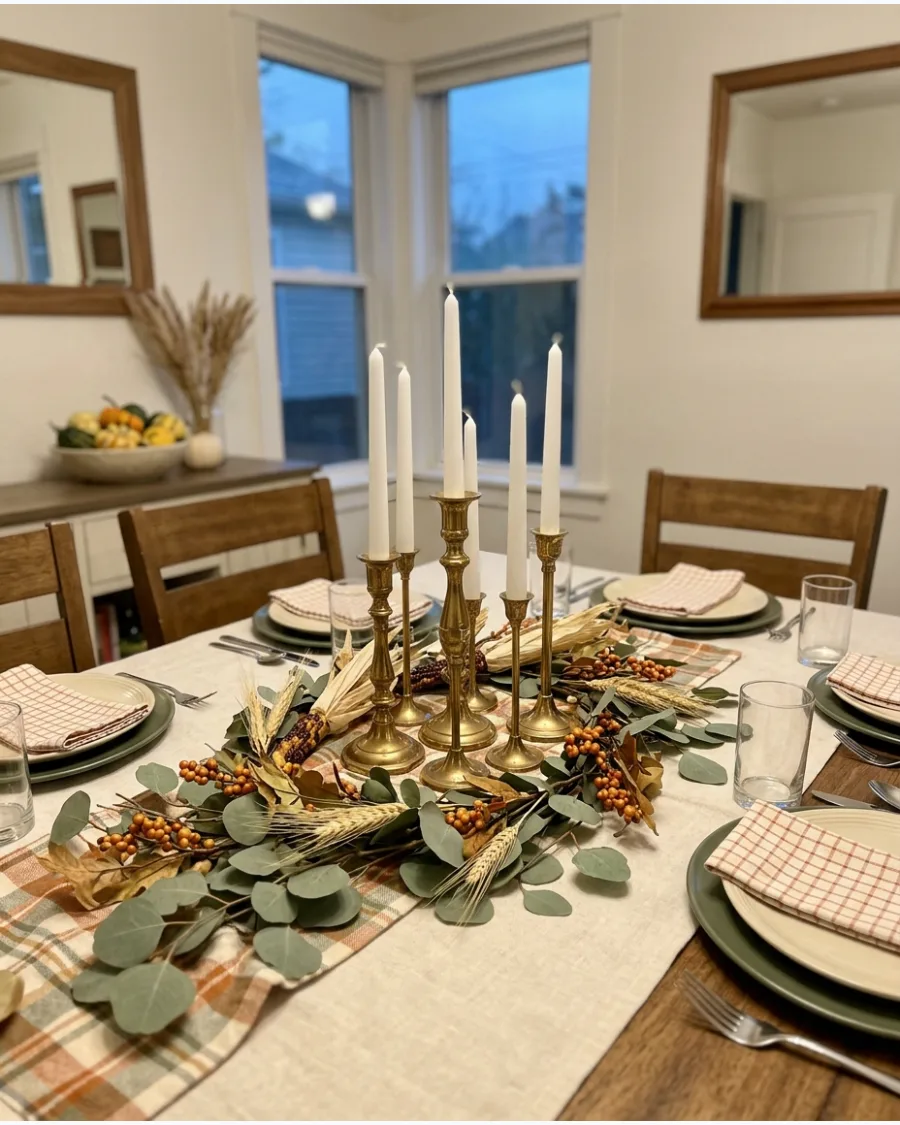 23. Brass Candlestick Thanksgiving Table