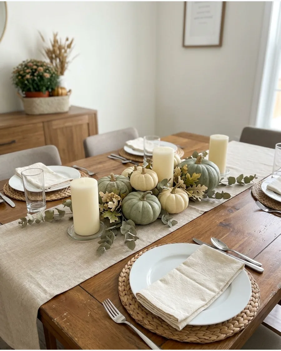 4. Neutral Pumpkin and Candle Display