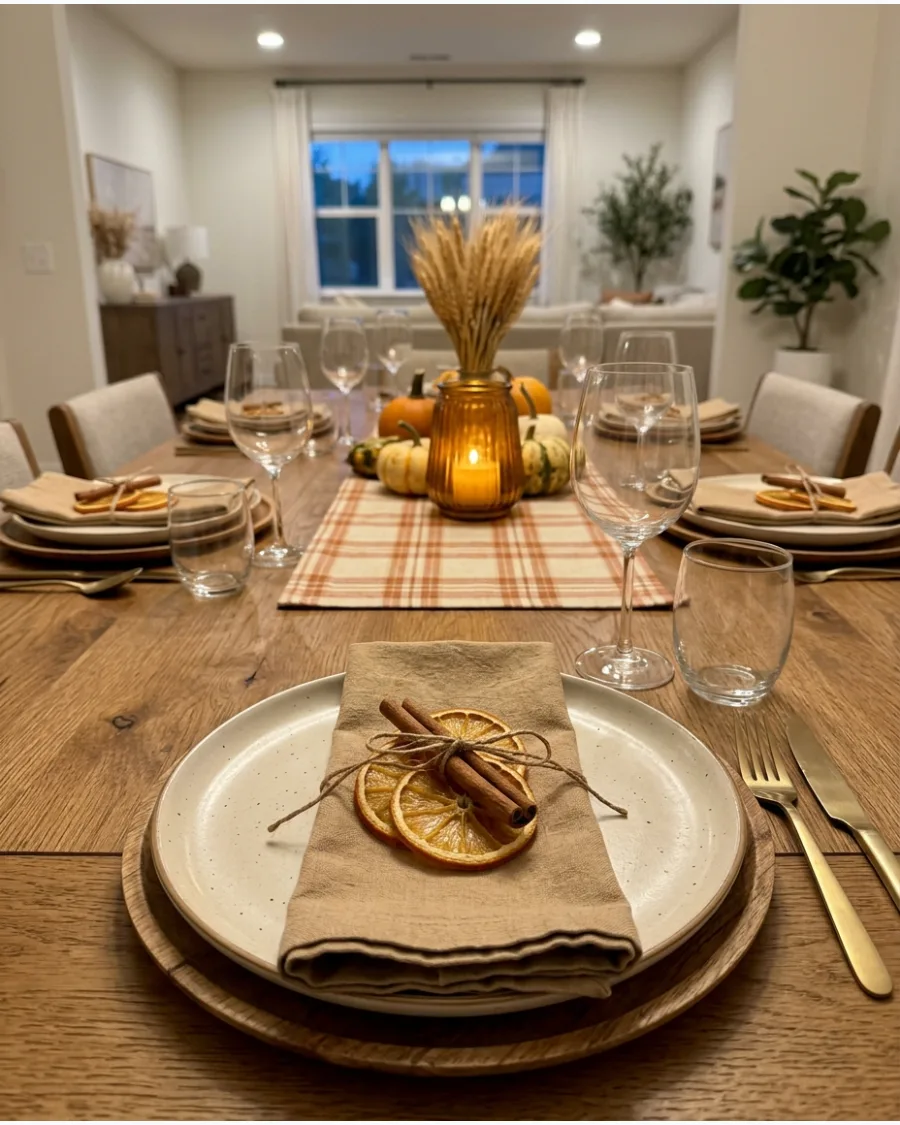45. Dried Orange Thanksgiving Table Decor