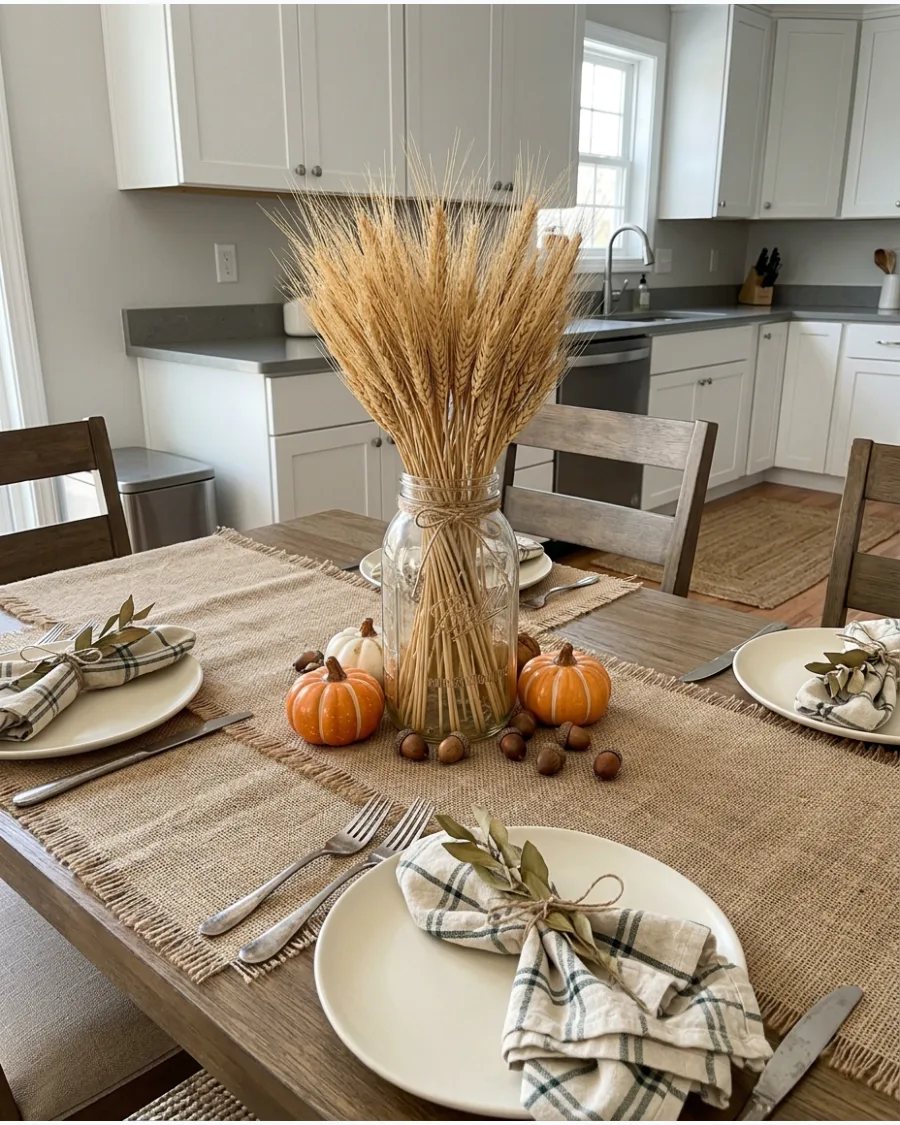 57. Mason Jar Thanksgiving Table Decor
