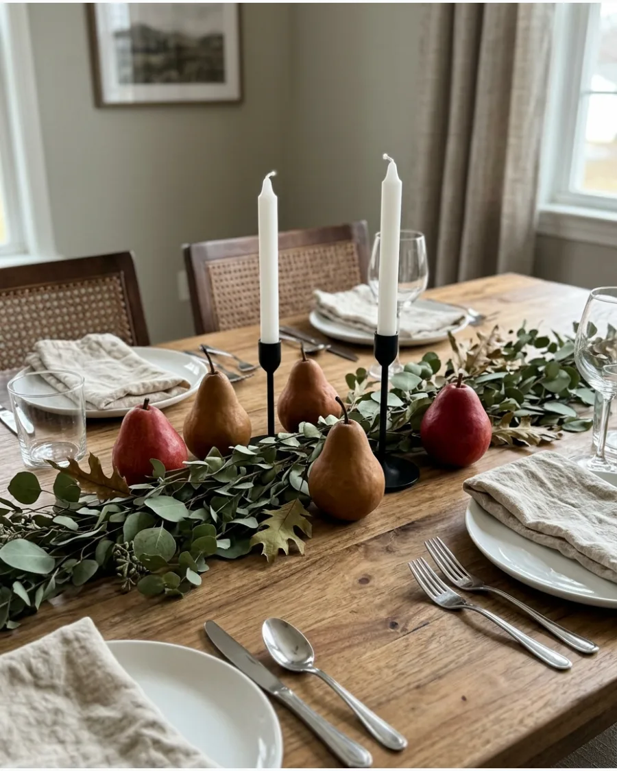 8. Pear and Candle Table Decoration