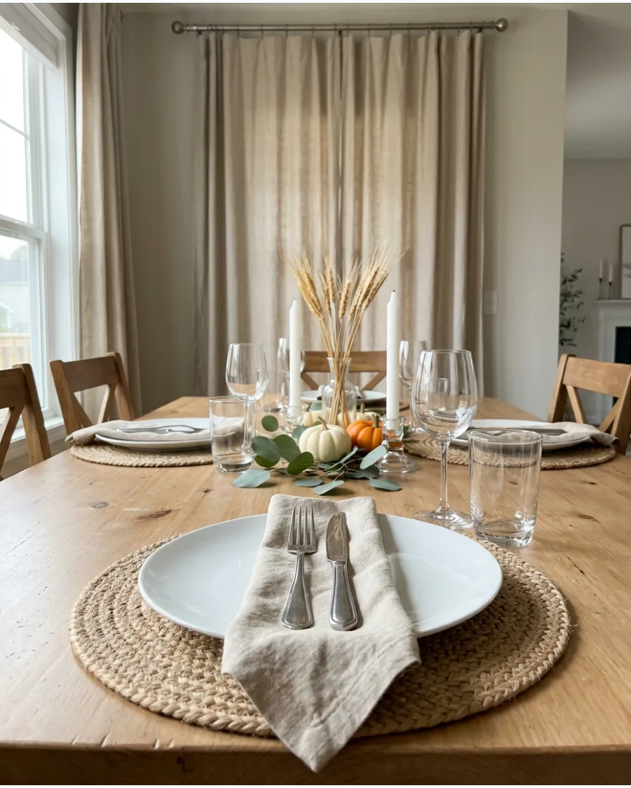 1. Simple Linen Thanksgiving Place Setting