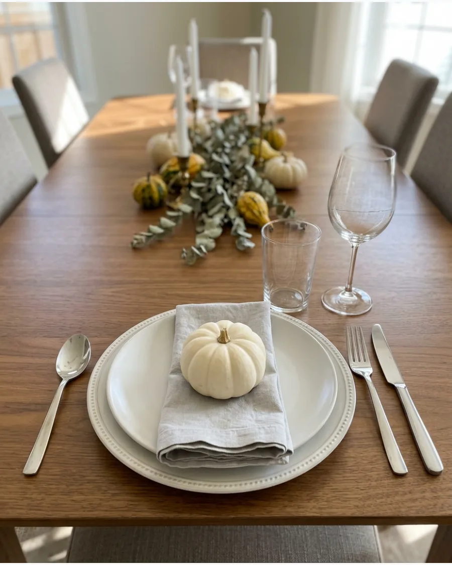 11. Mini White Pumpkin Place Setting