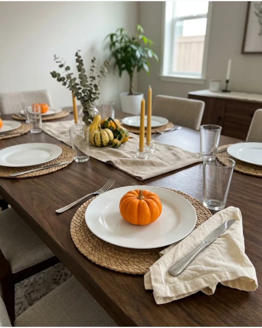 12. Mini Orange Pumpkin Place Setting