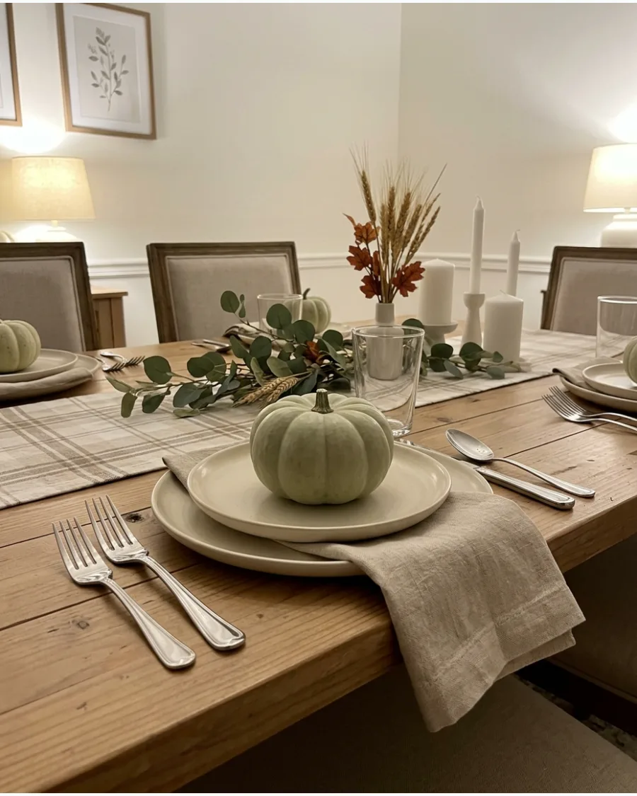 13. Green Pumpkin Thanksgiving Place Setting