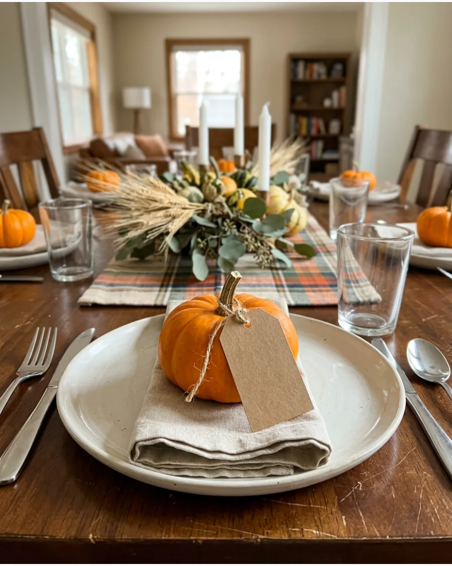 16. Pumpkin and Kraft Tag Place Setting