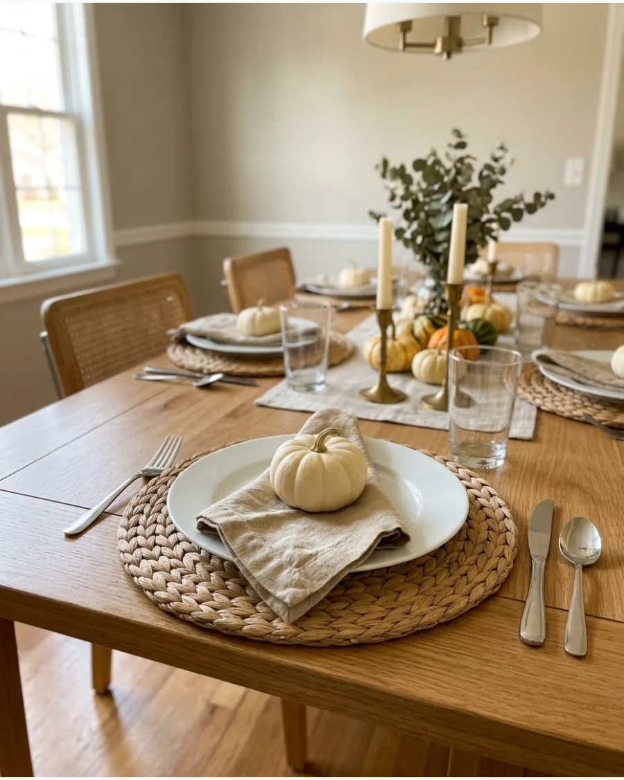 17. Pumpkin on Woven Charger Place Setting