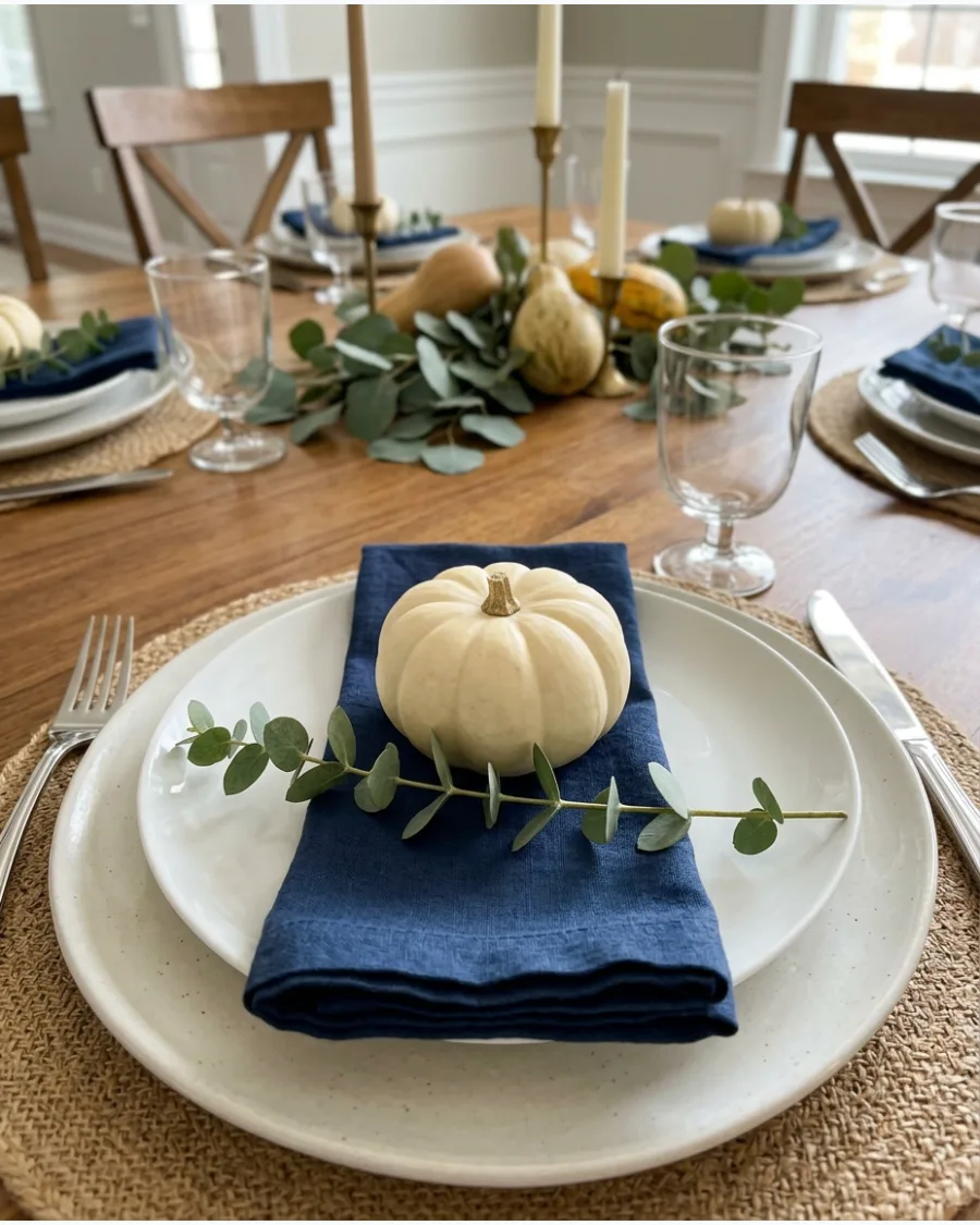 18. Pumpkin and Eucalyptus Place Setting