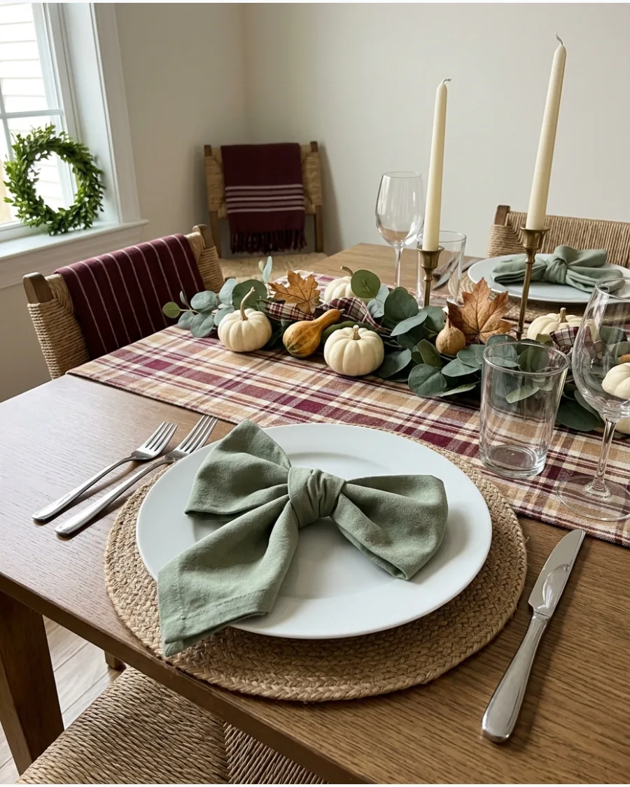 28. Bow Napkin Thanksgiving Setting