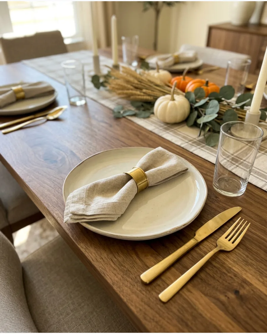 3. Cream Stoneware Thanksgiving Place Setting