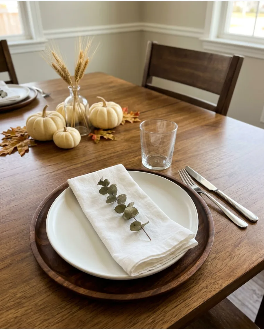 4. Natural Wood Thanksgiving Place Setting