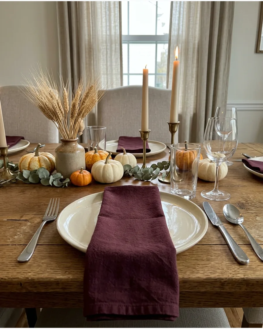 40. Burgundy Napkin Thanksgiving Setting