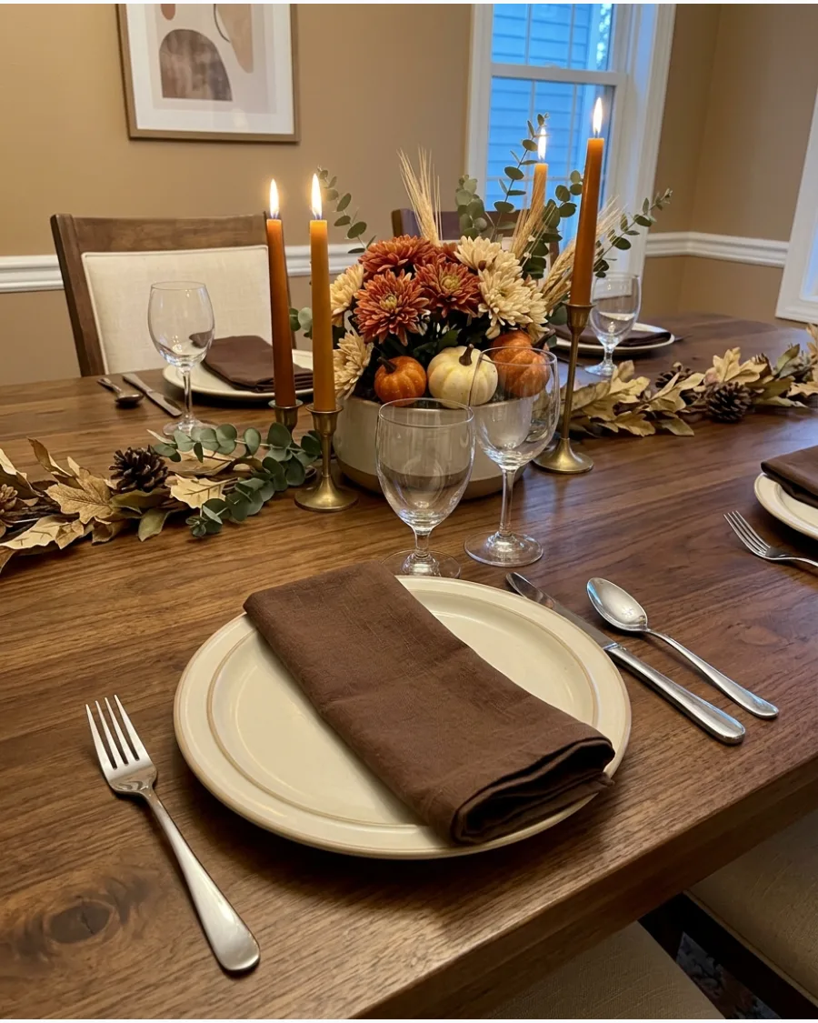 6. Brown and Cream Thanksgiving Place Setting