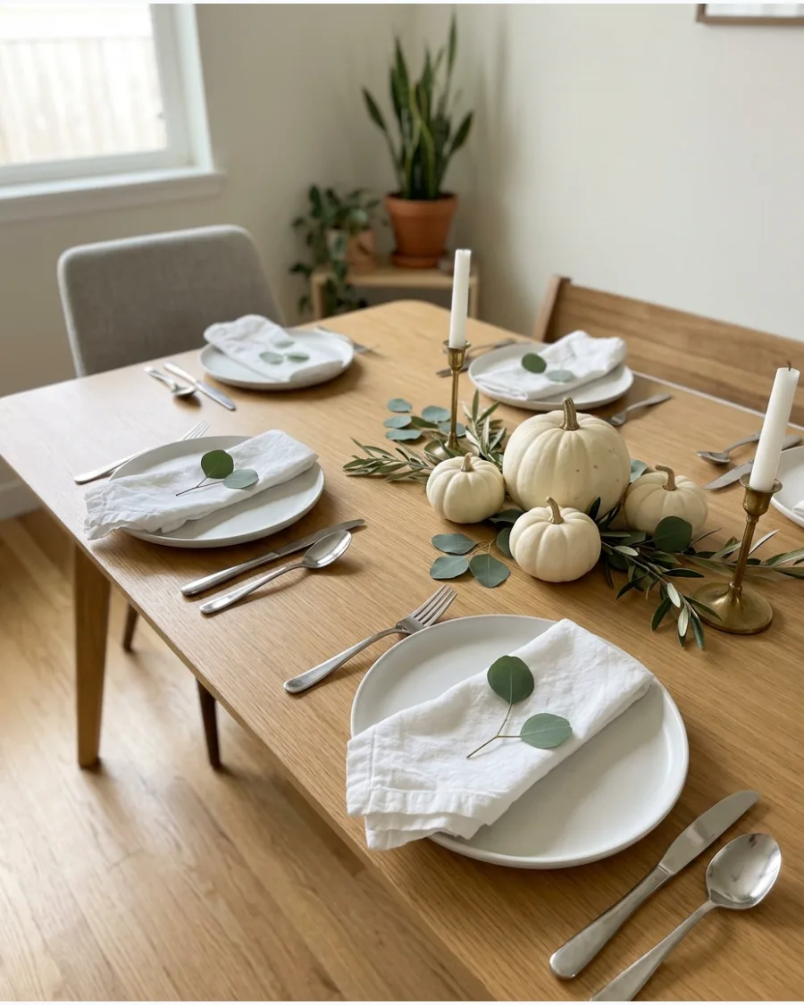 10. Simple All-White Thanksgiving Tablescape