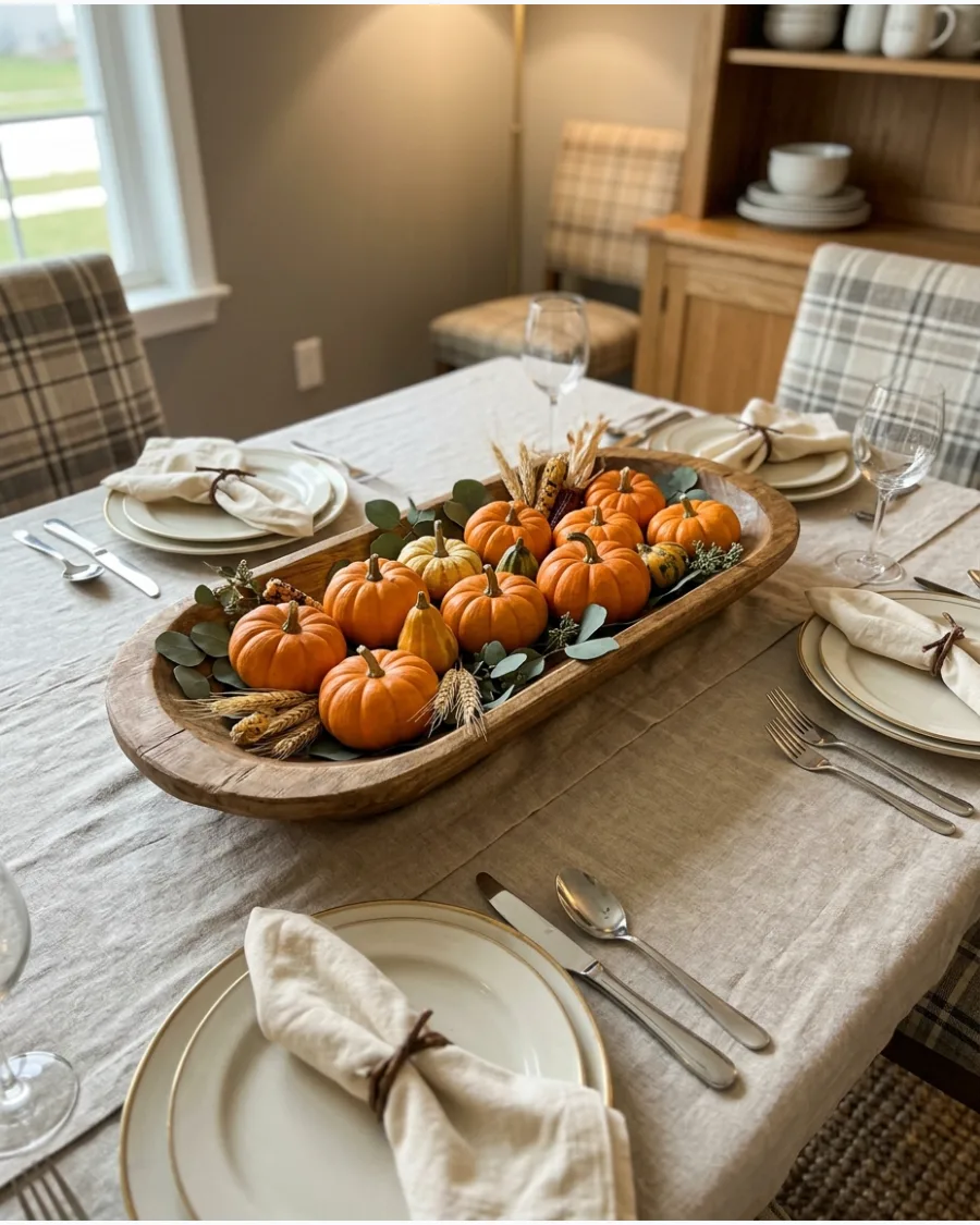15. Pumpkin Bowl Thanksgiving Centerpiece