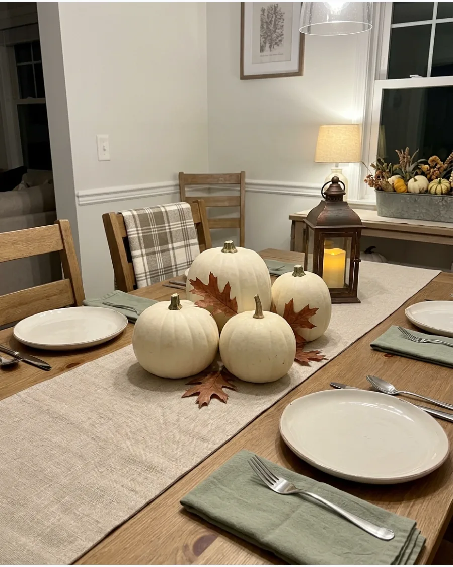 16. Three-Pumpkin Thanksgiving Centerpiece