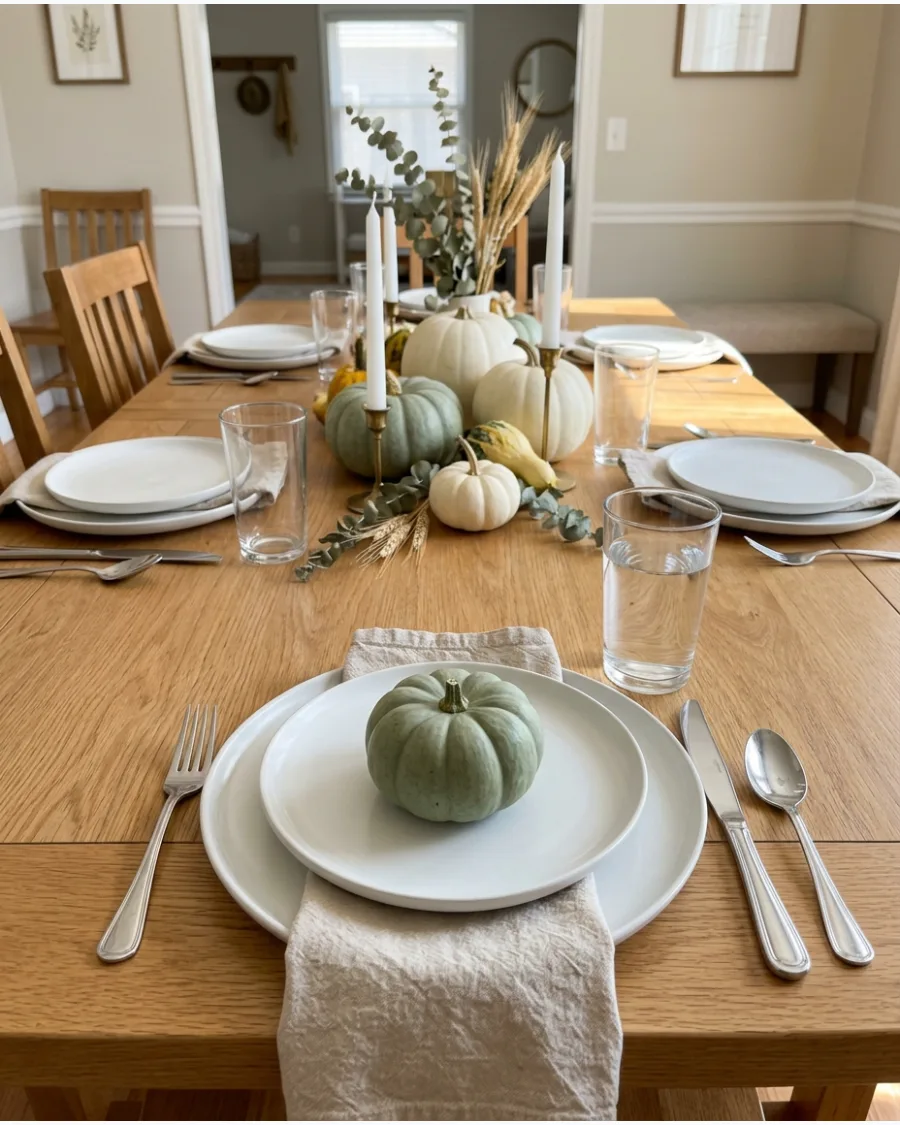 19. Green Pumpkin Thanksgiving Tablescape