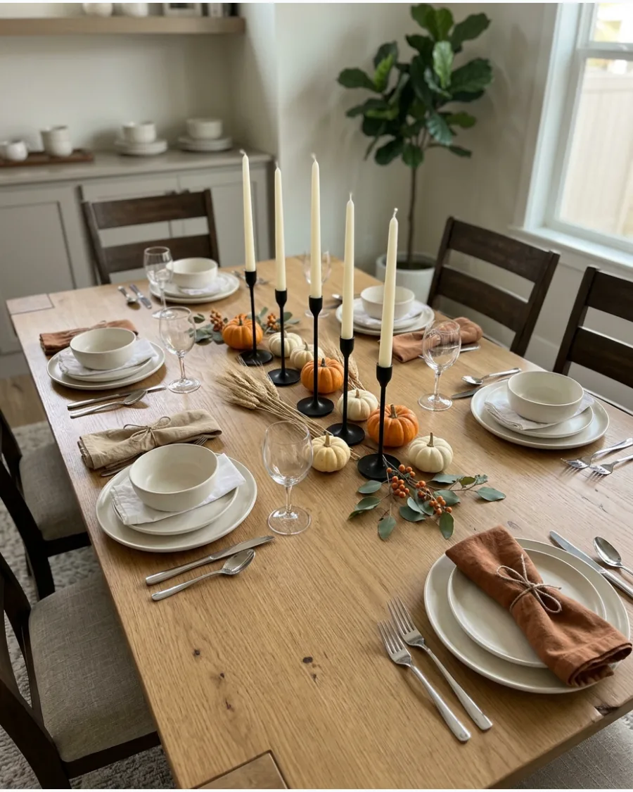 21. Taper Candle Thanksgiving Tablescape