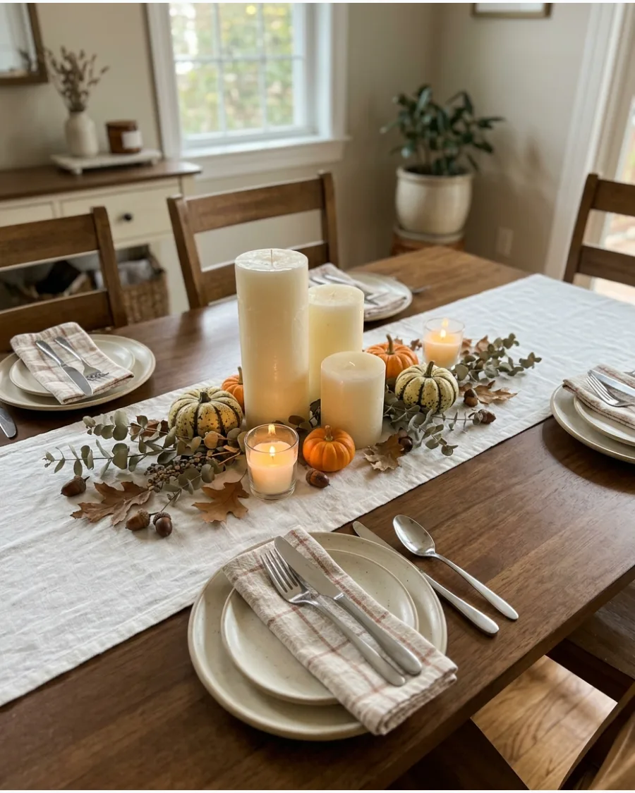 22. Mixed-Height Candle Thanksgiving Table