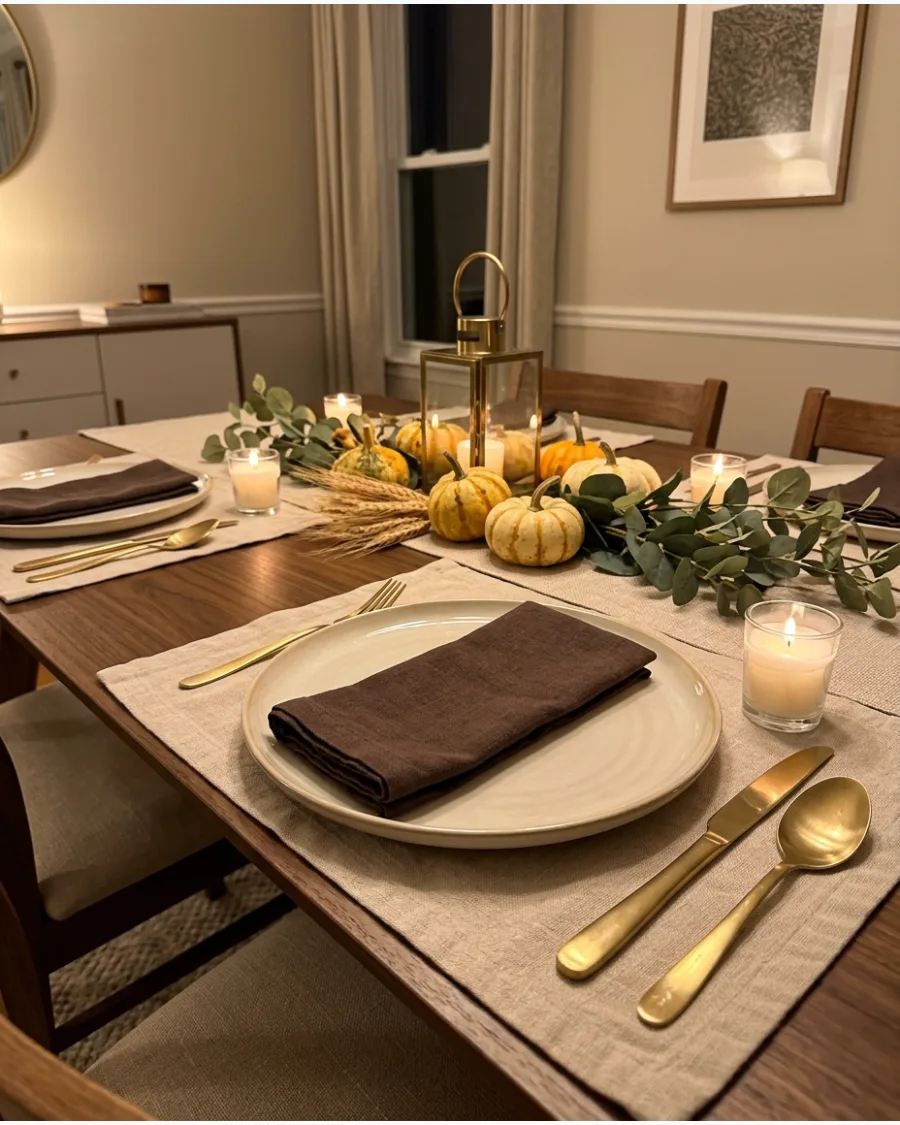 27. Candlelit Brown and Cream Tablescape