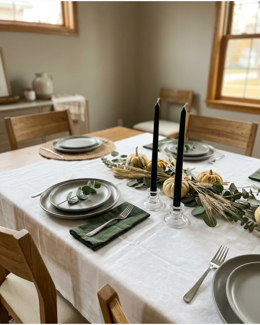 28. Simple Black Candle Thanksgiving Tablescape