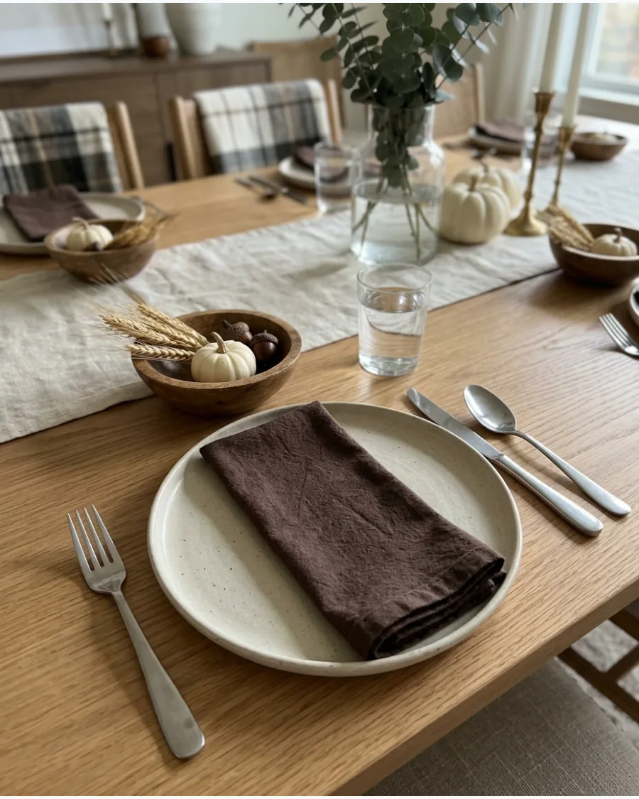 3. Cream and Brown Thanksgiving Tablescape