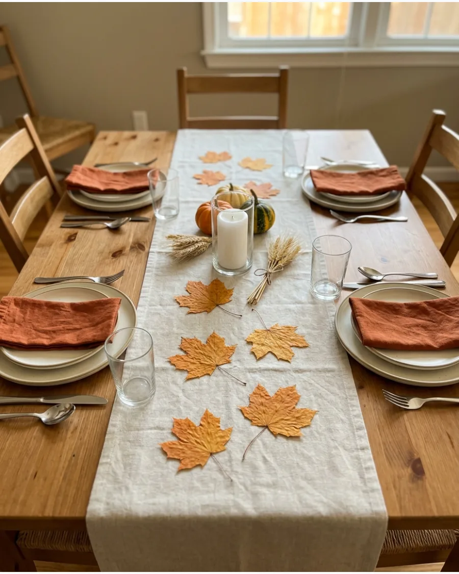 36. Dried Leaf Thanksgiving Tablescape