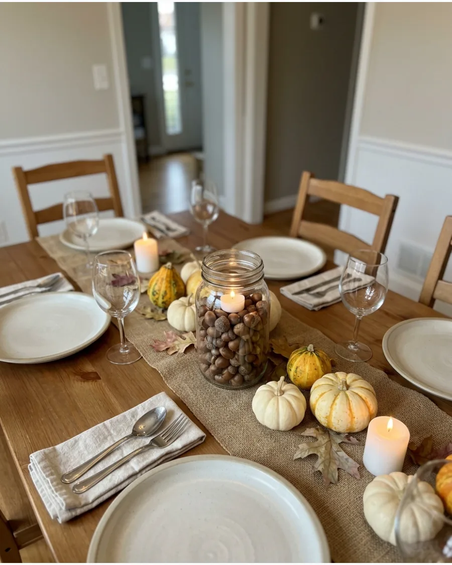 37. Acorn and Candle Thanksgiving Tablescape