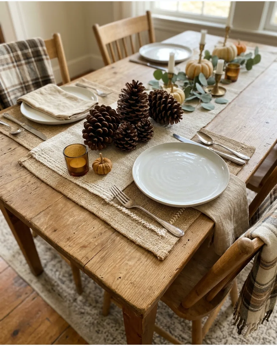 38. Pinecone Thanksgiving Tablescape