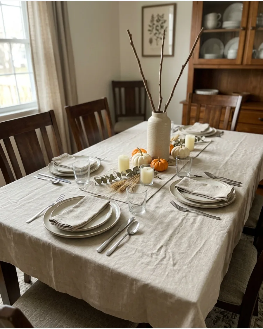 4. Simple Beige Thanksgiving Tablescape