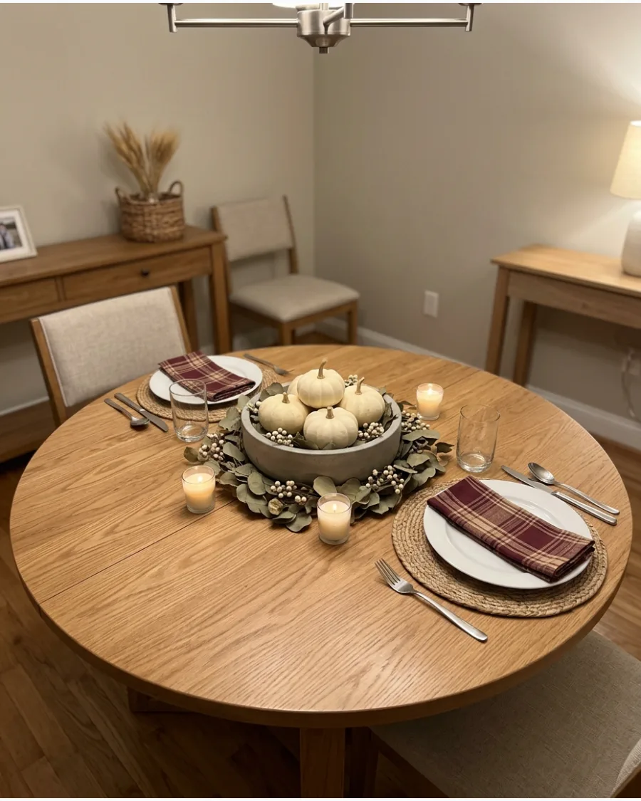 46. Simple Round-Table Thanksgiving Tablescape