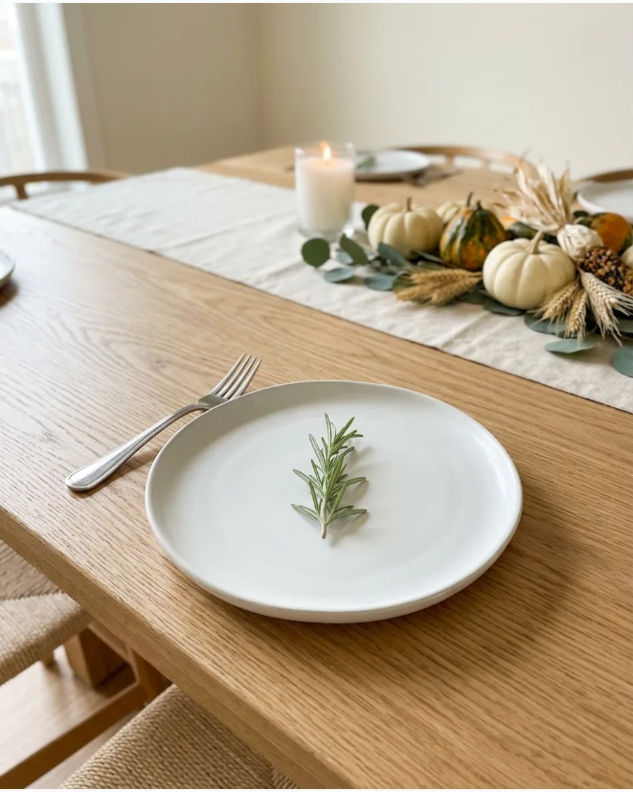5. White and Natural Wood Thanksgiving Table