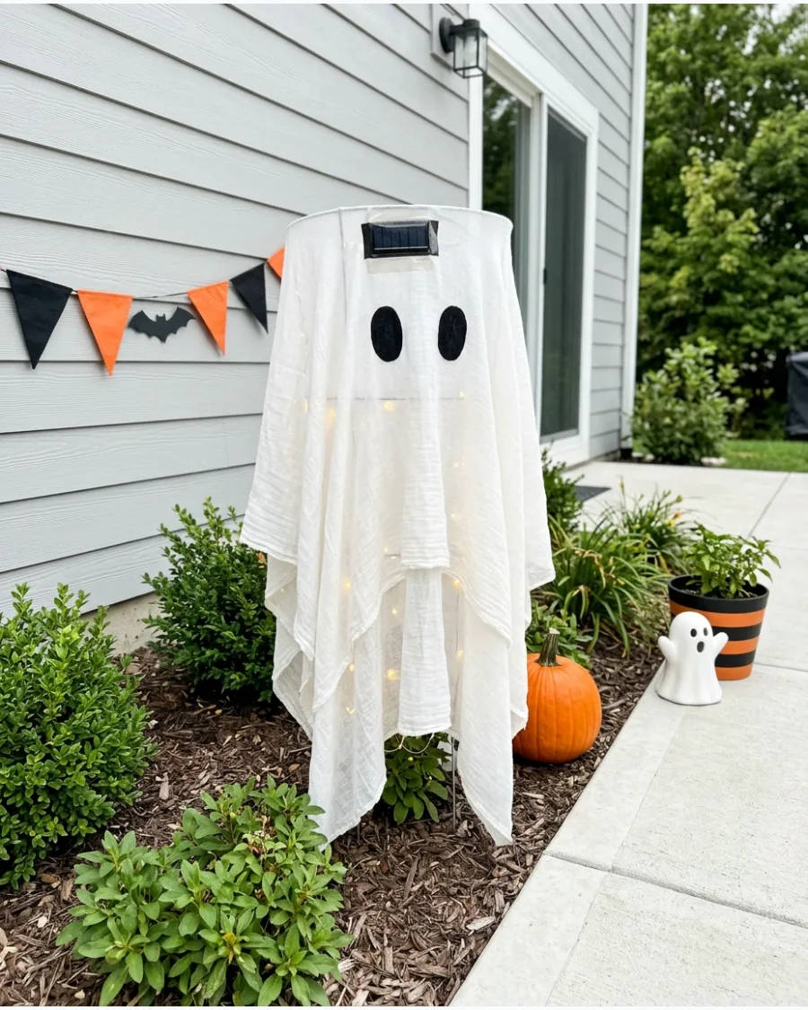 15. Solar-Powered Tomato Cage Ghost
