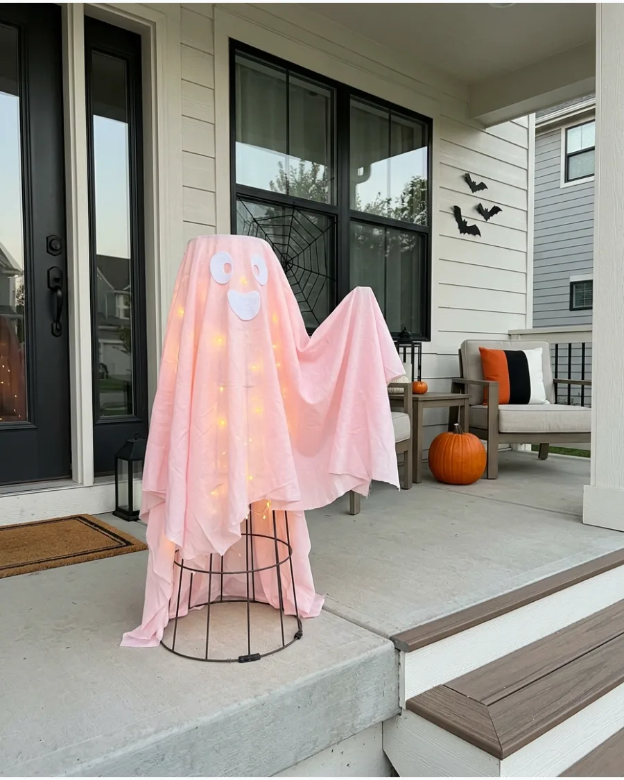 26. Pink Tomato Cage Ghost