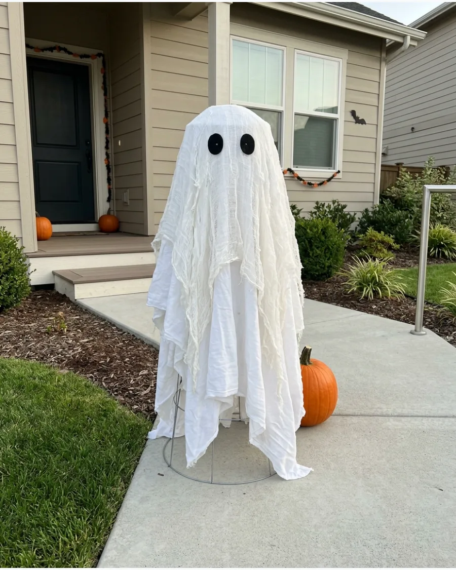6. Cheesecloth Tomato Cage Ghost