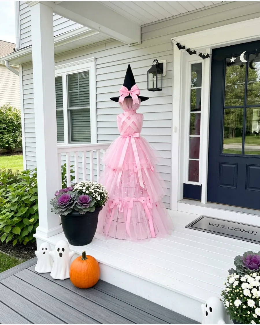 28. Pink Tomato Cage Witch