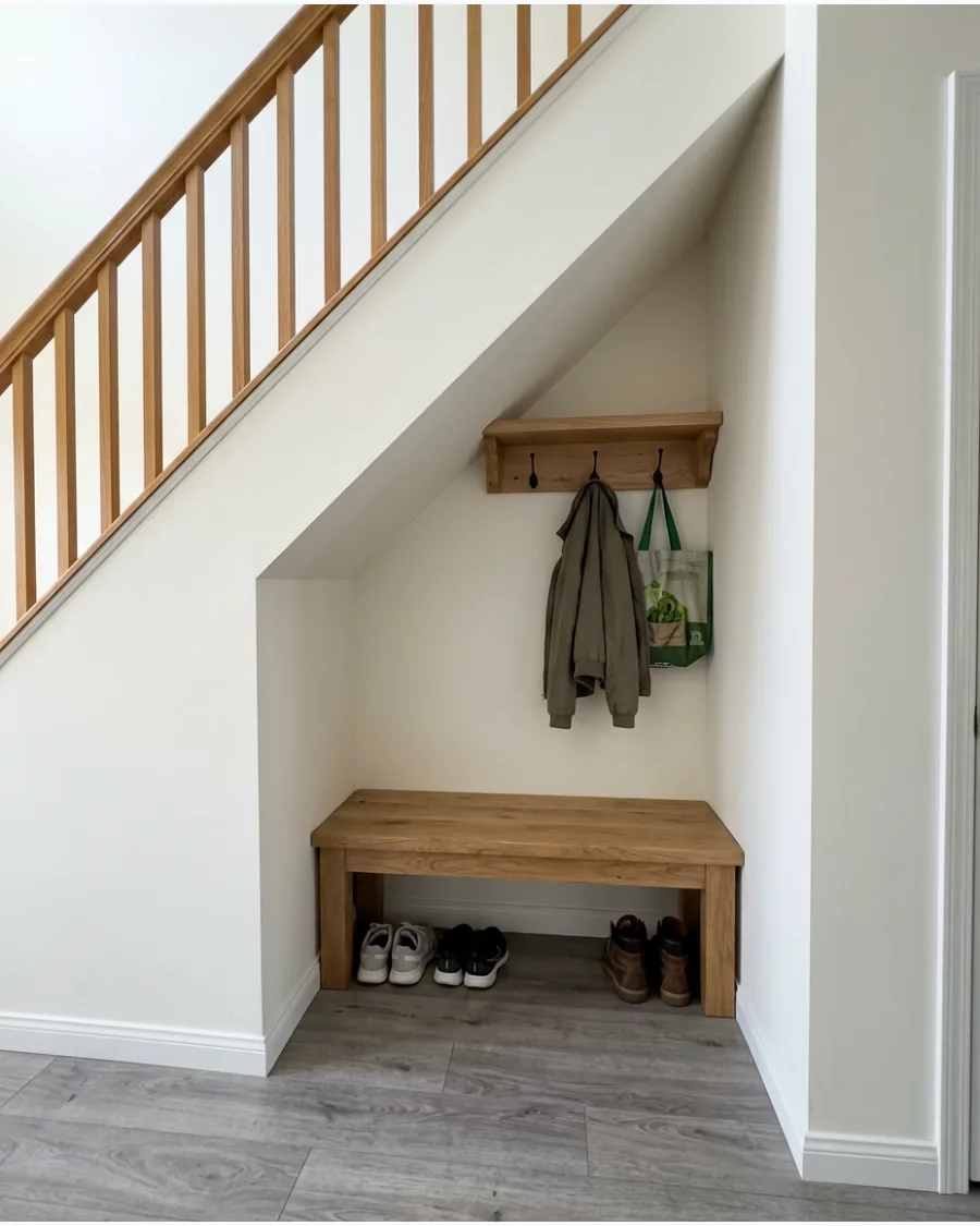 12. Narrow Under-Stairs Mudroom