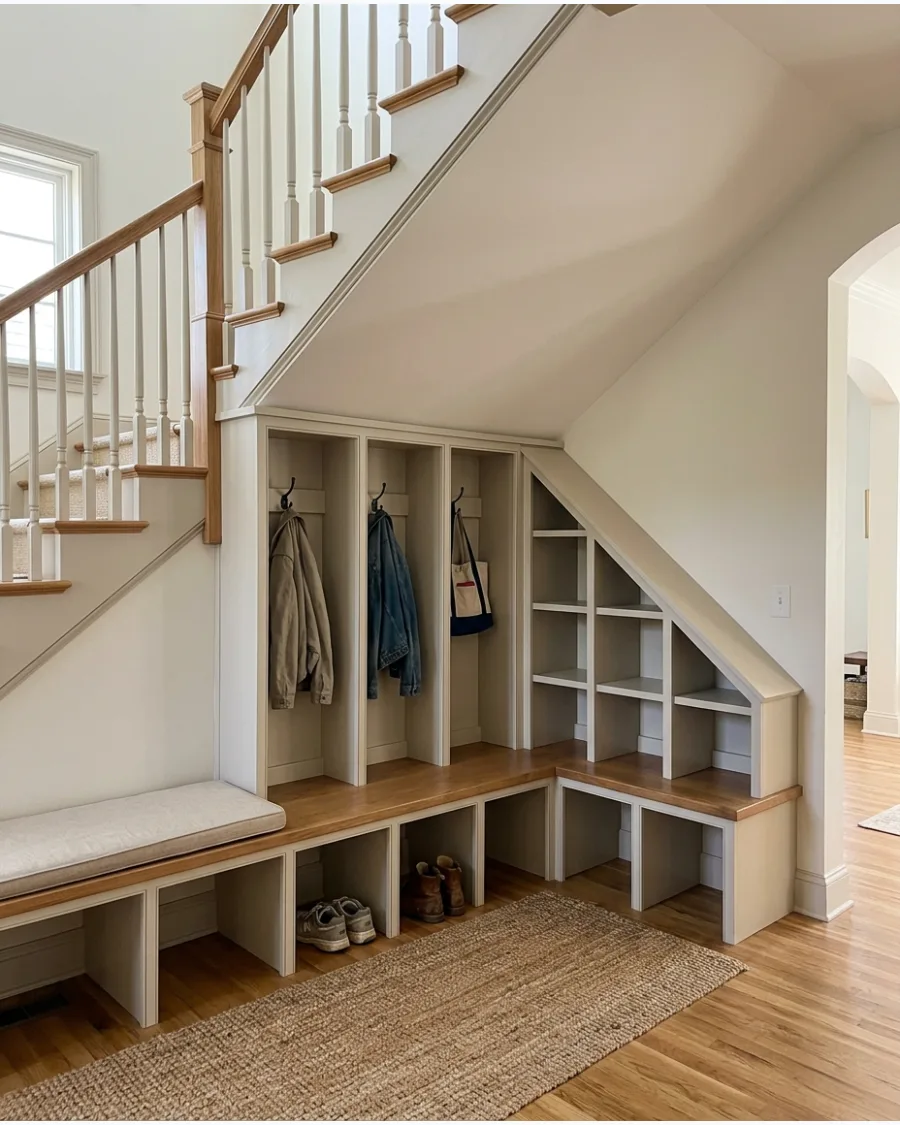 20. Corner Under-Stairs Mudroom