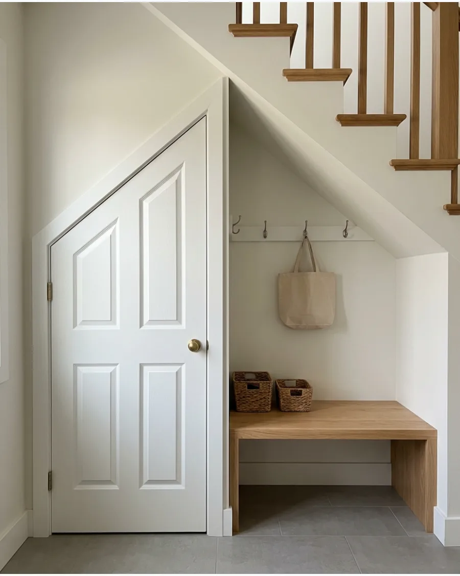 45. Under-Stairs Mudroom With Closed Coat Closet