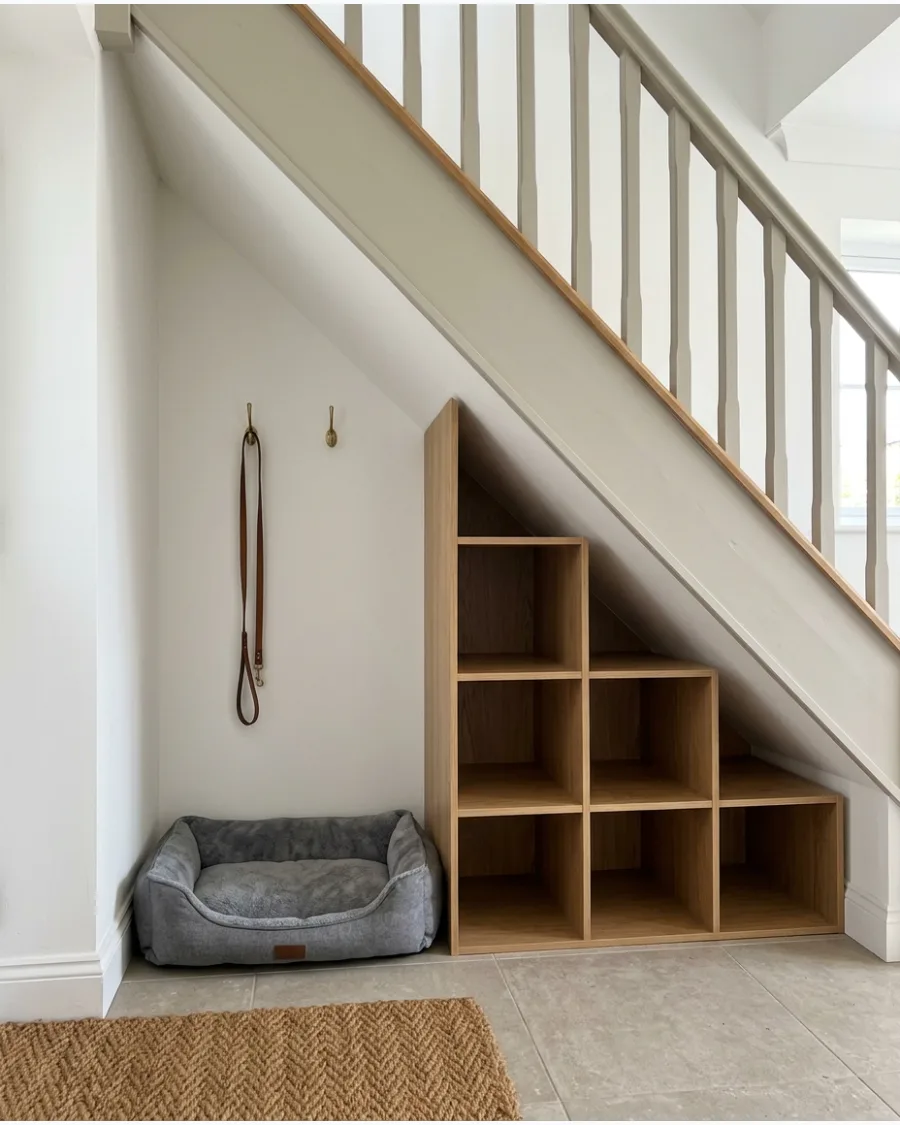 49. Under-Stairs Mudroom With Dog Station