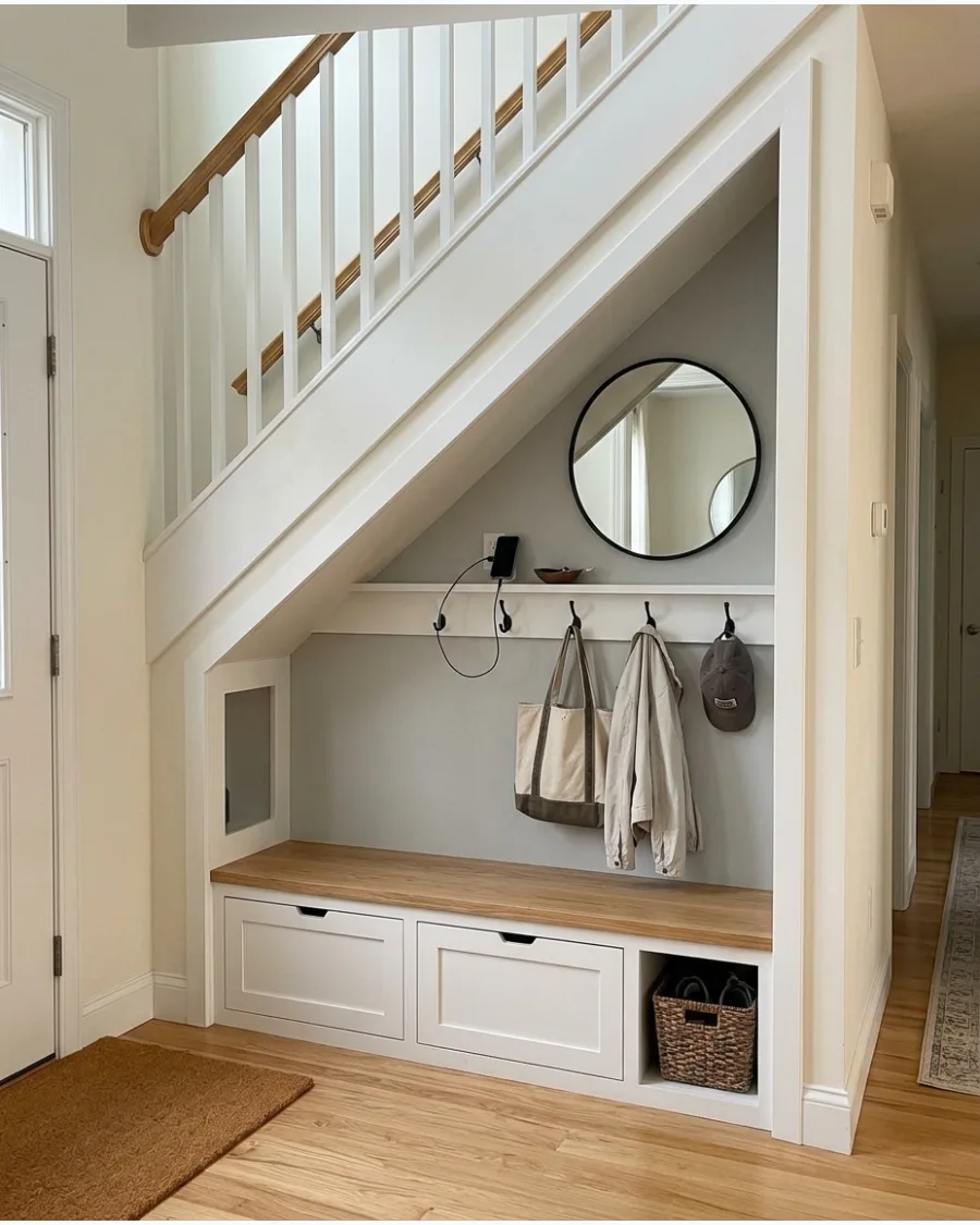 50. Multi-Purpose Under-Stairs Entryway Mudroom