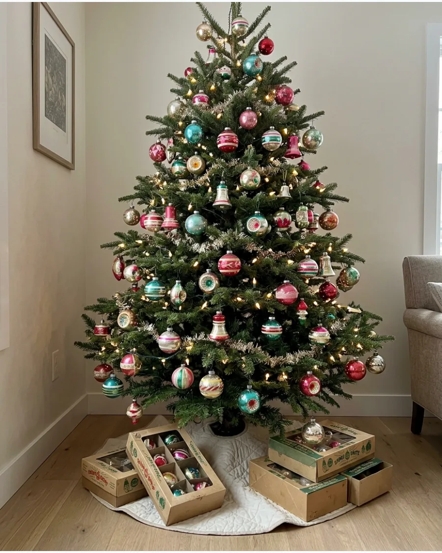 1. Vintage Shiny Brite Ornament Christmas Tree