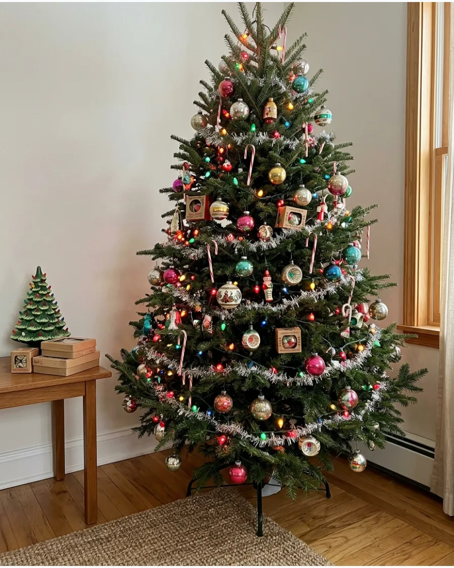 10. Vintage Multicolored Light Christmas Tree