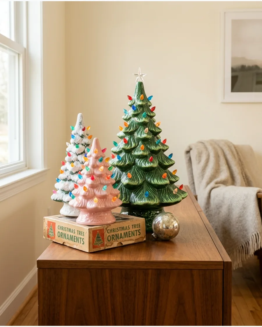 11. Vintage Ceramic Christmas Tree Display