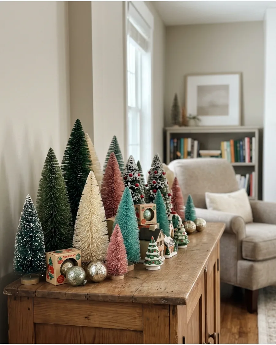 13. Retro Bottle-Brush Christmas Tree Collection