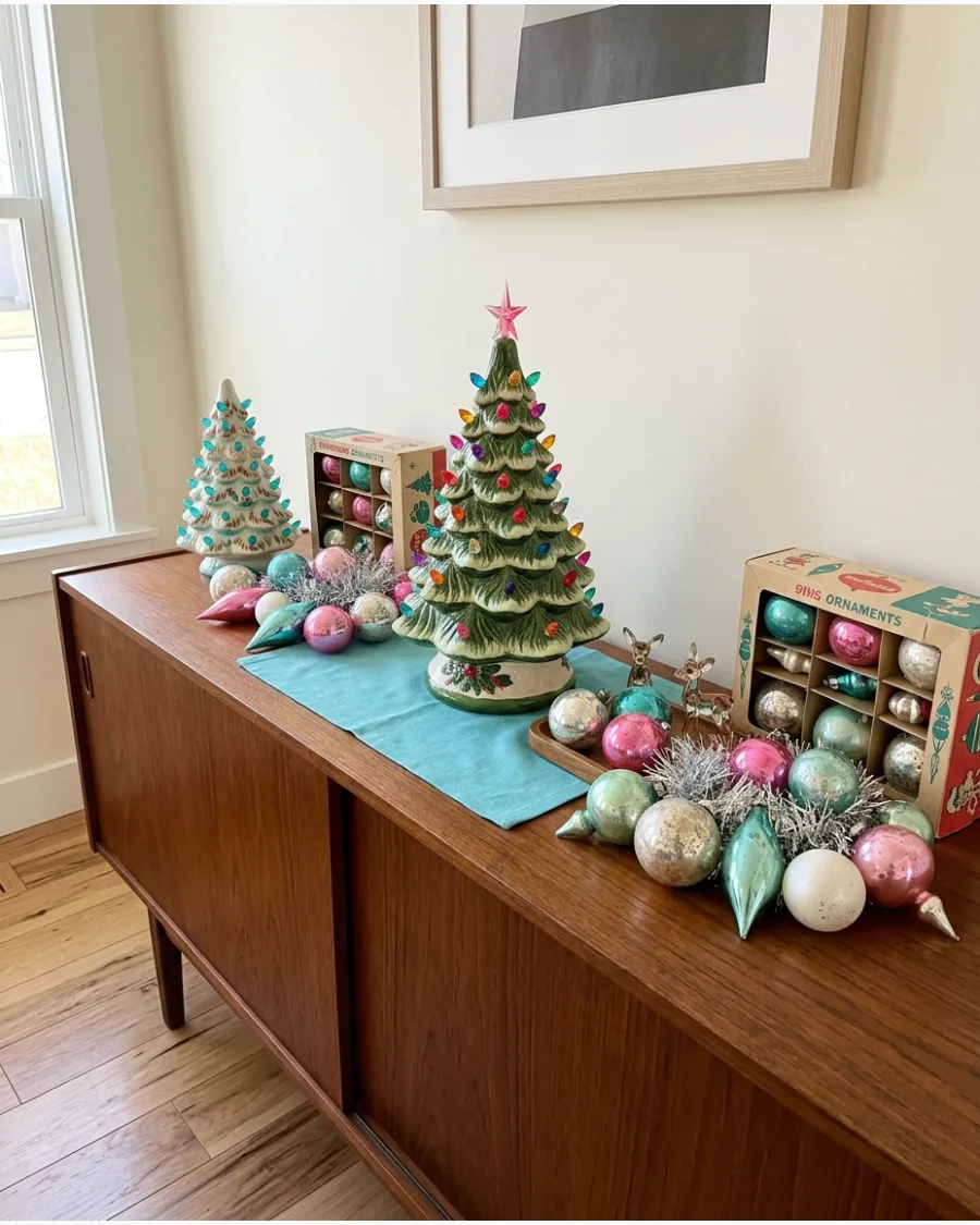 17. 1960s Pink and Turquoise Christmas Decor