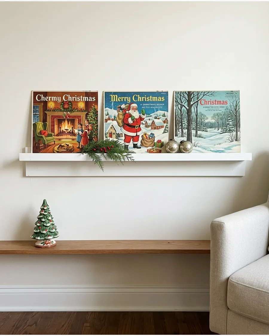 20. Vintage Christmas Record Display