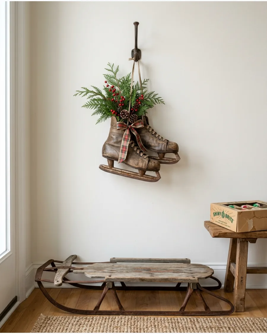 32. Antique Ice Skate Christmas Decor